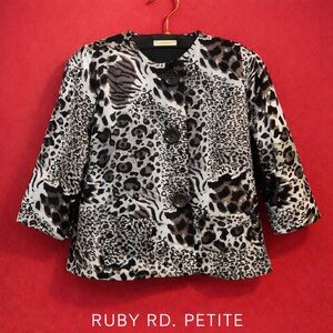 Rudy Rd. Women Black/Gray Animal Print Jacket Size 8P